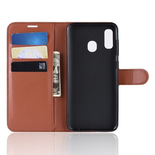 Kompatibel med Samsung Galaxy A40 - Lychee Plånboksfodral - Brun Brown Brun