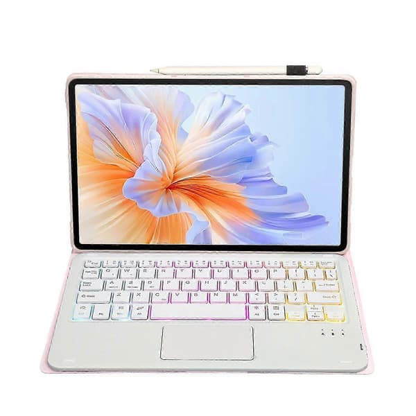 Bestseller Keyboard Læder Tablet Case AH27-AS Pink White