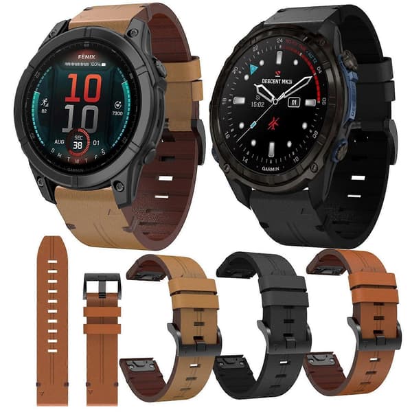 Bästsäljande Läderarmband Kompatibelt med Garmin Descent Mk3i 43mm Black