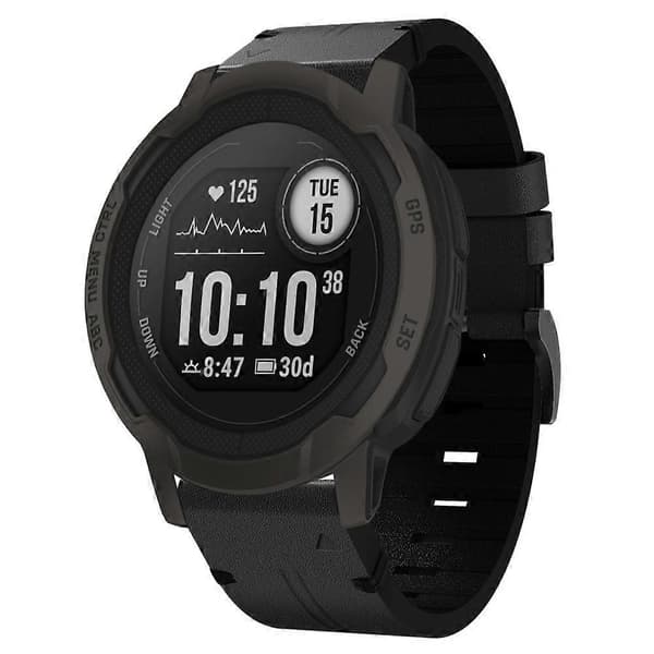Nahkainen kellon ranneke Garmin Instinct 2 -linglingille} Black