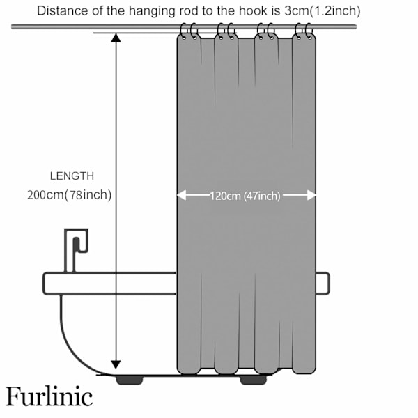 Kuuma 2025 vedenpidike - 200cm - Suihku - Kylpyhuone transparent