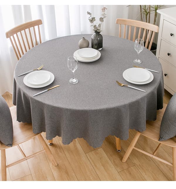 Rund jacquard duk, 160 cm i diameter, ensfarget, tykt og mykt stoff.