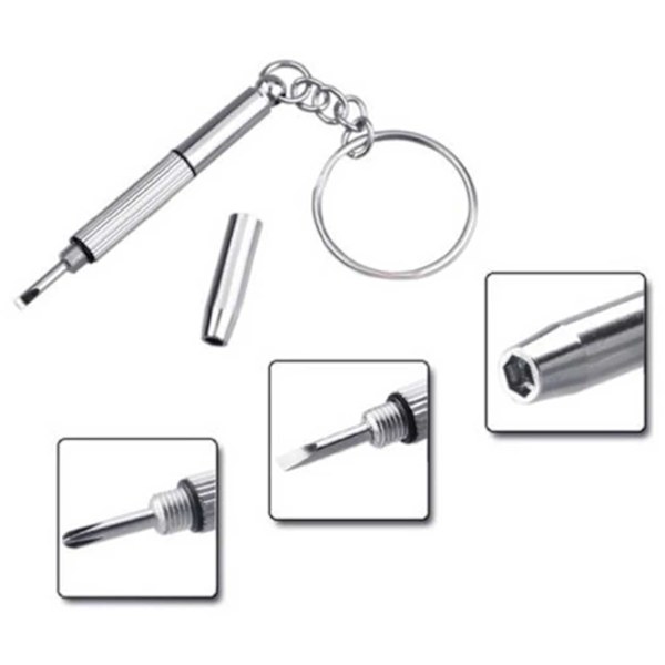 Dubbelhövdade silver mini glasögonskruvar silver