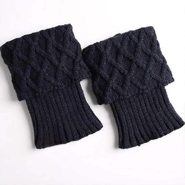 Dam Solid Vinter Varmare Virkade Ben Stickade Stövelmanschetter Trim Toppers Ankelstrumpor-lingling} Navy