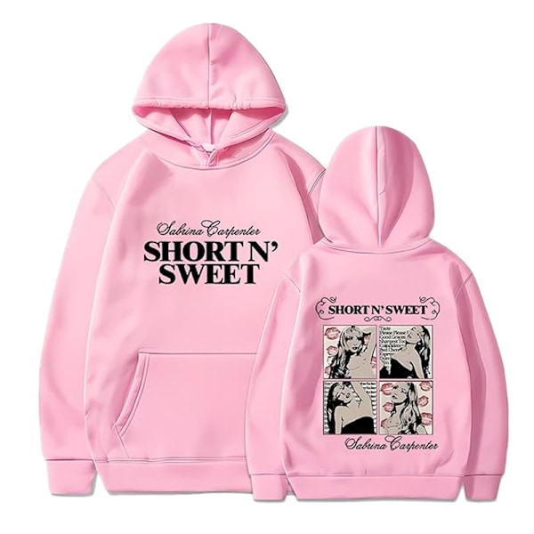 Påskerbjudanden! Högkvalitativa Sabrina Carpenter Merch Hoodies Tryckt Sweatshirt Lös Pullover Casual Långärmad För Män Kvinnor Rosa Pink 2XL