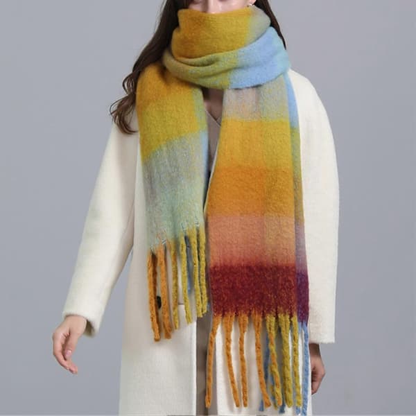 Dame Plaid Tørklæde Hold Varmen Åndbart Tilbehør Vinter Oversized Lange Tørklæder til Udendørs-lingling} 11