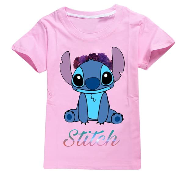 Lilo & Stitch rosa kortermet t-skjorte, for gutter og jenter pink 110cm
