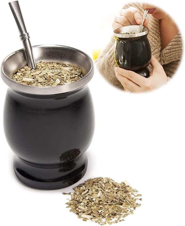 mate te, gresskar kopp, svart