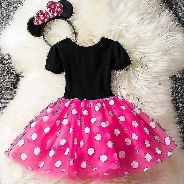 Minnie Mouse prickig rosett flickklänning 3-4 år 3-4 Years Rose Red