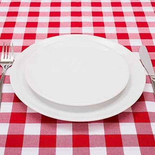 Picnic dugsæt i fire dele, rød og hvid ternet dug, plastikmateriale, engangsdug til fest, ternet dug.