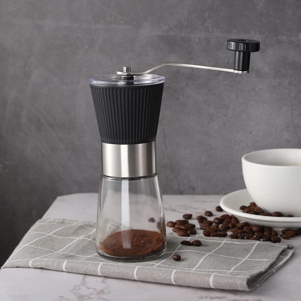 Manual Coffee Grinder with Adjustable Conical Ceramic Burr, Suitable for Espresso, Drip Coffee, and French Press (Black).