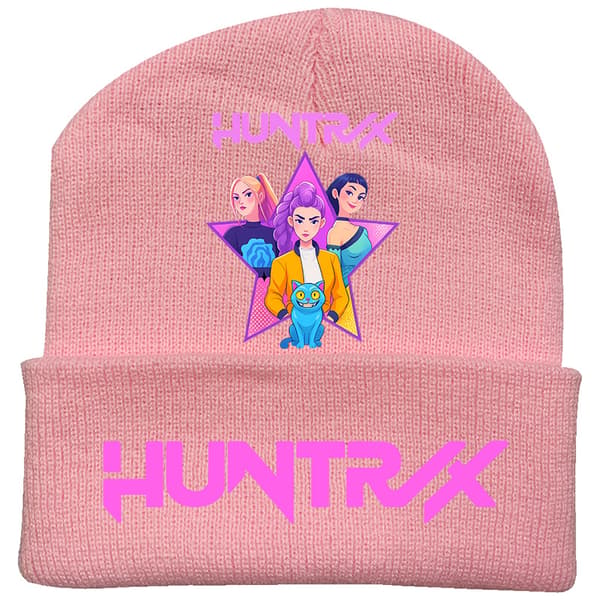 KPOP Devil Hunter Tema Stickad Mössa, Lockig Ullmössa, Tryckt Ullmössa, Varm Utomhusmössa, Vuxen Rosa - 6 Pink-6 One size