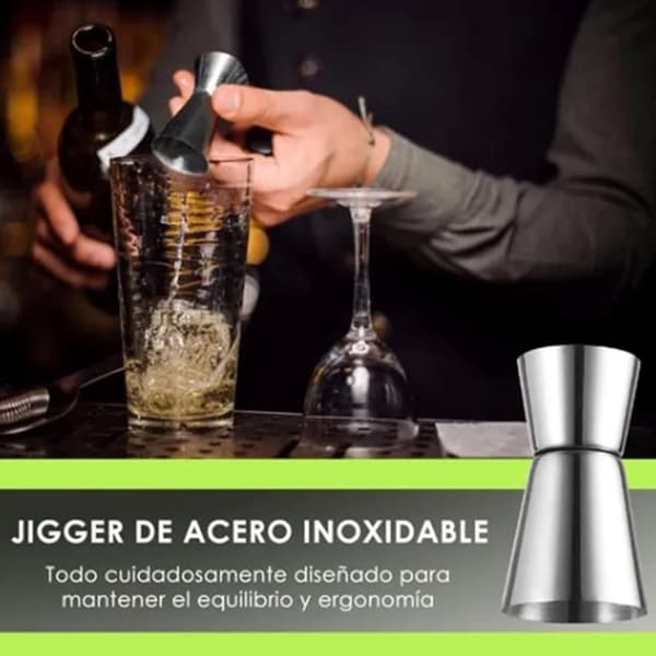 Barsett, Cocktail Jigger i Rustfritt Stål, Shaker, Blandeskje, Muddler, for Hjemmefest
