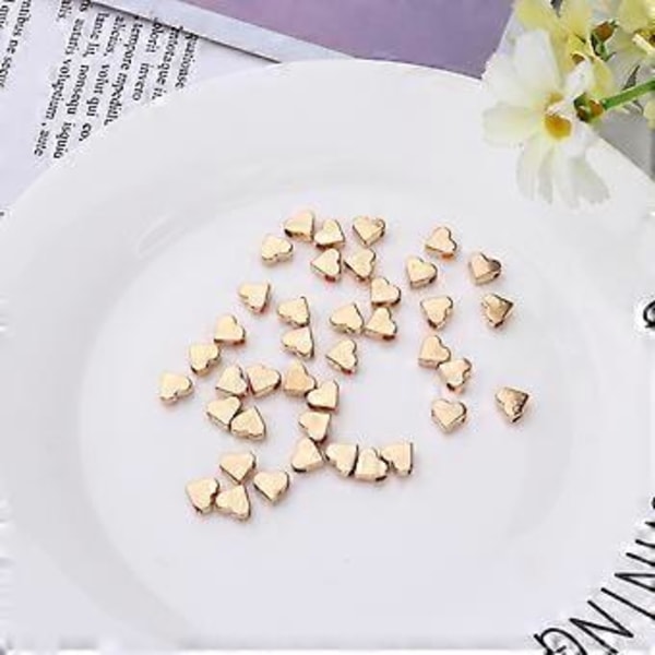 Heta 2025 1 Set med 100 st Berlocker Legering Kärlek Hjärta Form Pärlor Litet Hål Distanspärlor DIY Smyckestillbehör för Armband Halsband (Silver Guld)