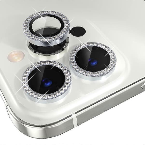 Kompatibel med iPhone 15 Pro Kameralinsskydd-lingling} Multicolor Silver