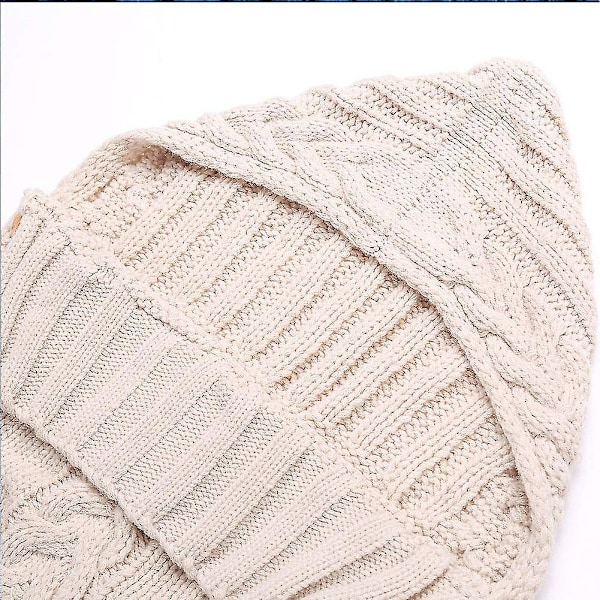 Varm 2025 Stickad Sovpåse Filt för Barnvagn Baby Åkpåse med Fleece Insida, Varm Ficka Stickad Mysig Väska för Bebisar Nyfödda