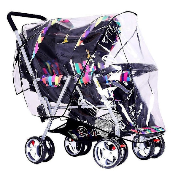 Ny produktkampanj! Högkvalitativt Dubbel Barnvagn Regnskydd Tandem Barnvagn Regnkappa Baby Väderskydd Universal Storlek Vattentät Vindtät