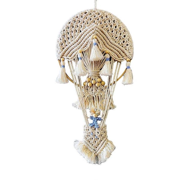Handvävd väggmonterad luftballong Off-white hot air balloons