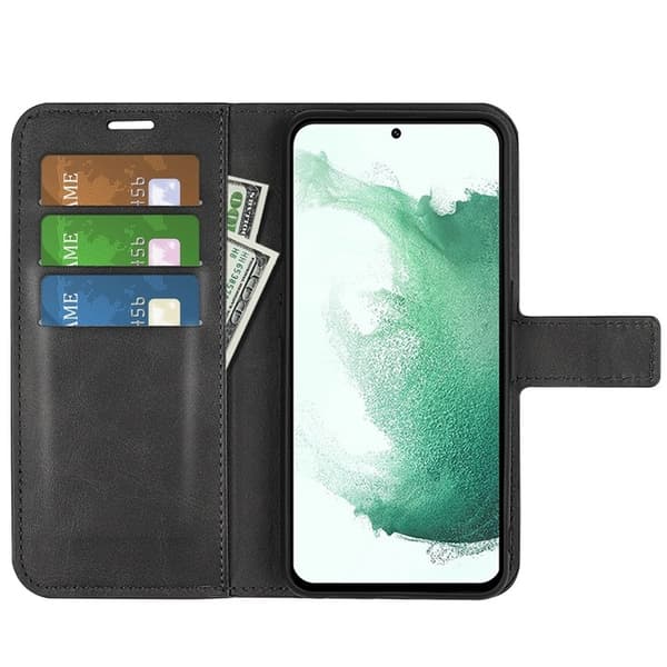 Hot Kompatibel med Galaxy S23 Plus Wallet Case Folio Flip - Sort Black Svart