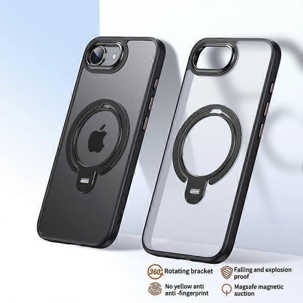 For iPhone 16e Deksel Kompatibelt med MagSafe Støtte Matte Bakside - Grå-lingling} Multicolor Black