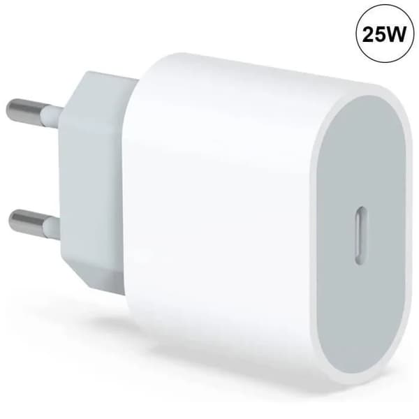 EFConnection USB-C 25W Oplader - Kompatibel med iPhone 17 Pro Max / iPhone 16 - 20W Datakabel - 1 meter - Hvid Vit