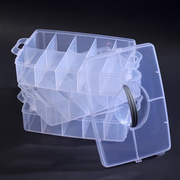 Tre-lags stabelbar smykkeperleboks i plast opbevaringsboks C Transparent