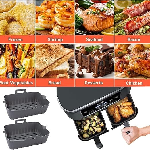 Silikone airfryer-indsatser til rektangulære airfryers (2 sorte)