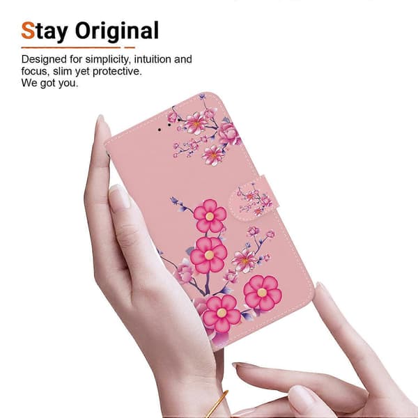 Kompatibel med iPhone 16 Pro Max Fodral Mönstertryck Läder Telefonskal med Plånbok-lingling} Multicolor Sakura
