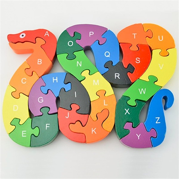 Heta 2025 26 st Alfabet Träpussel Jigsaw Barn Nummerblock Förskola