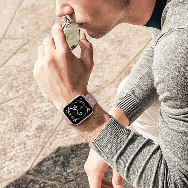 Hot 2025 Reim for Apple Watch-reimer 41 mm 40 mm 38 mm Dobbel magnetisk justerbar erstatningsreim for iWatch Series 9 8 SE 7 6 5 4 3 2 1 Rose Gold Rose gold