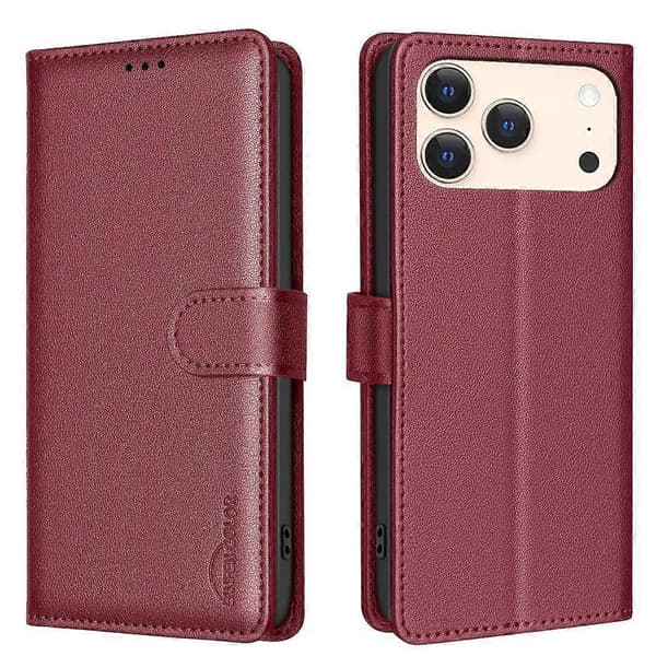 Litchi Tekstur RFID PU Etui Kompatibelt med iPhone 17 Pro-lingling} Red iPhone 17 Pro Max