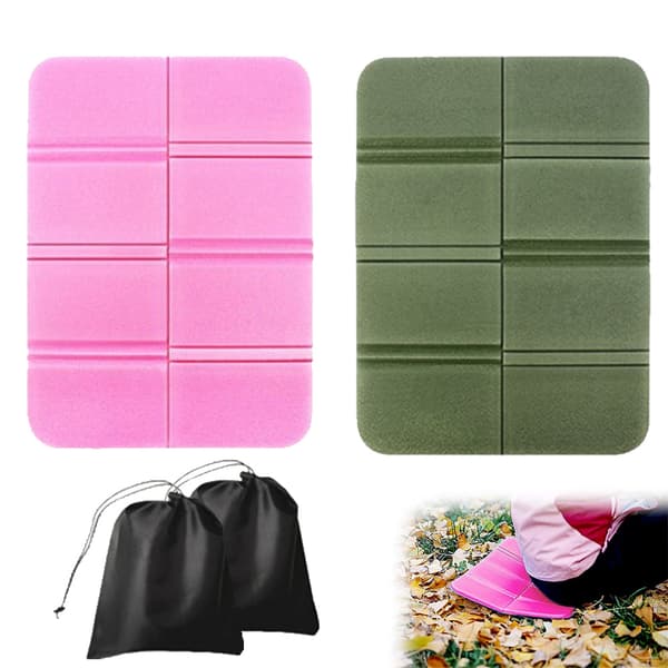 2-pack campingkuddar, vikbara ultralätta skumkuddar, sparar ryggsäcksutrymme och minskar vikt, rosa + armégrön.