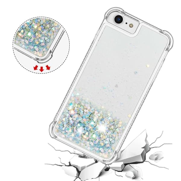 Hot Case Kompatibel med Iphone Se 2022/2020 /iphone 8 Bumper Case Glitrende Glitter Blinkende Flydende Sølv Ingen