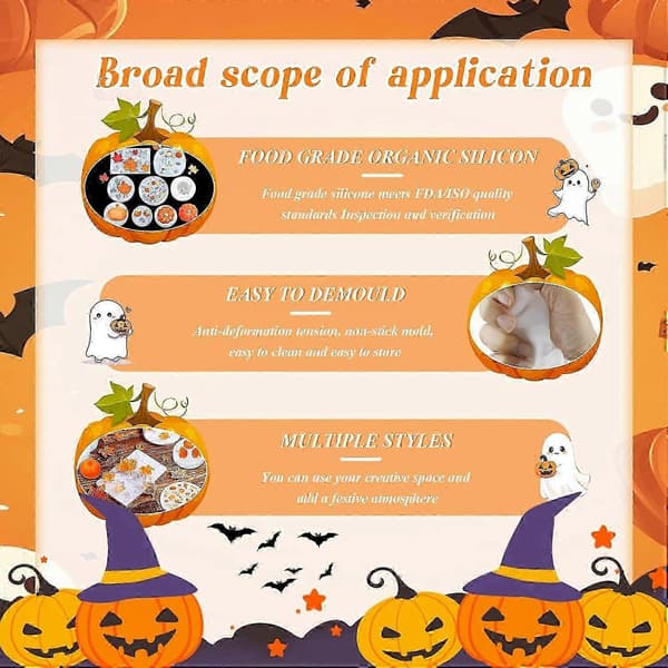 8 stk. silikone græskarmforme, efterårs ahornbladform, silikone resinforme, til efterår/halloween/Thanksgiving/DIY håndværksdekorationer-lingling} 3set