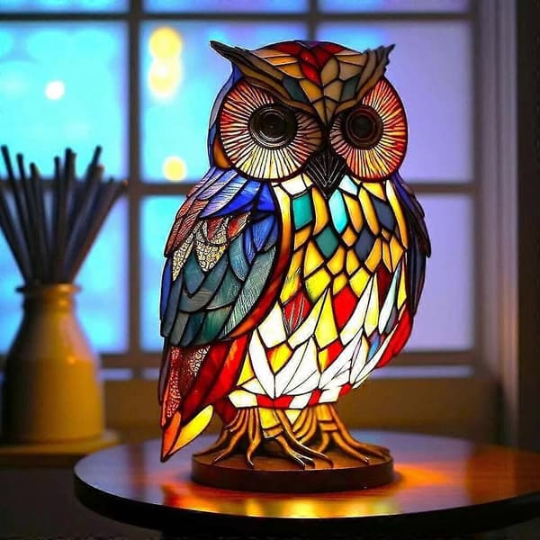 Dyret-tema glassmaleri nattlys, retro bordlampe, gave turtle
