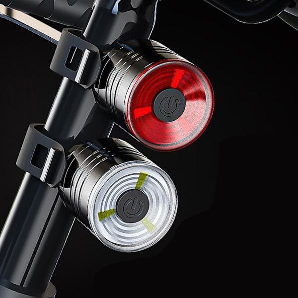 Cykelbelysning, fram- och bakljus, vattentäta cykelstyrlampor, helljus (L) 2pcs