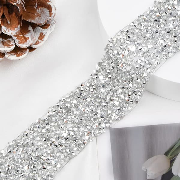 Strassbånd, sølvglitterudsmykning nr. 1, til