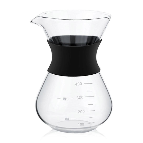 Manuel pour-over kaffemaskine, glaskrop, rustfrit stålfilter.