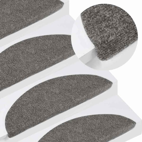 Självhäftande trappmattor, 15 stycken per förpackning, 56x17x3 cm, grå. grå gray