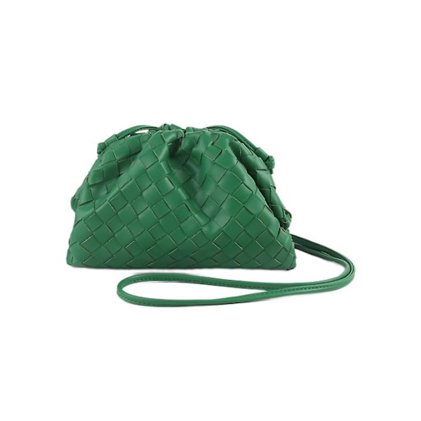Påskerbjudanden! Högkvalitativ PU Vävd Väska Satchel Cloud Mini Läderkoppling Green