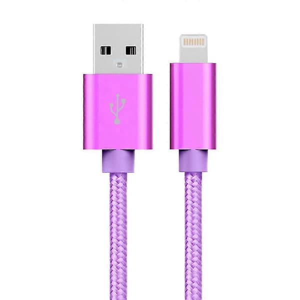 3M 2A Vävt Mönster Lightning 8Pin USB Data Sync Laddningskabel Kompatibel med iPhone iPad iPod-lingling} Purple Purple