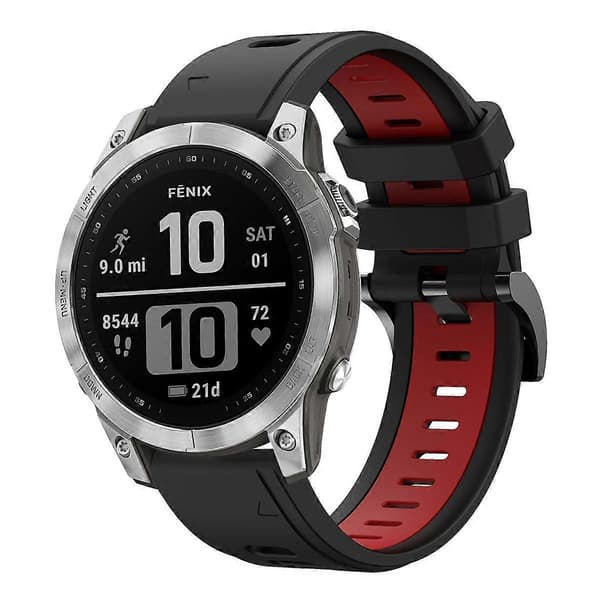 Silikone Urrem Til Garmin Fenix 7-lingling} Black Red