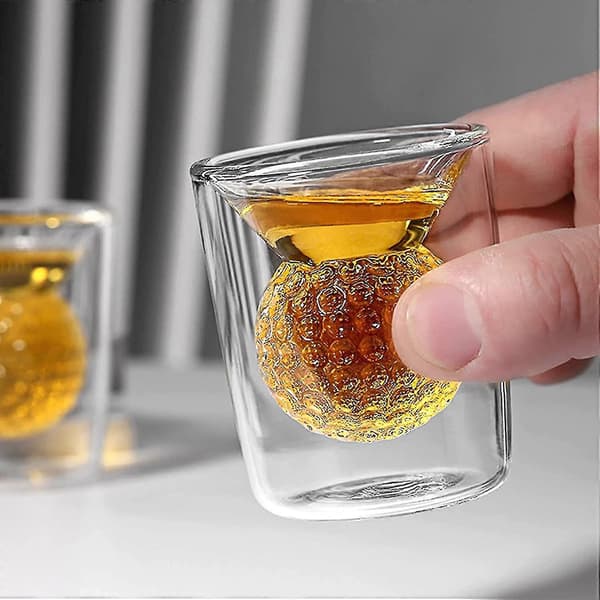 Golf whiskyglas, 2-pack, golfpresent för män, glas med inbäddade golfbollar, bardrinkglas. 2pcs