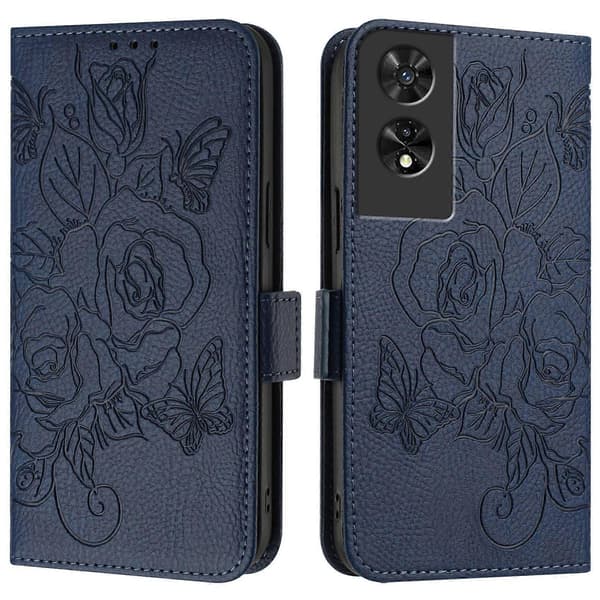 RFID Læder Etui Kompatibelt med TCL 505-lingling} Dark Blue