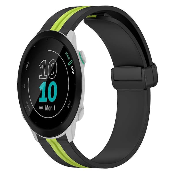 Silikoninen kellon ranneke Garmin Forerunner 55 -linglingille} Black Lime Green