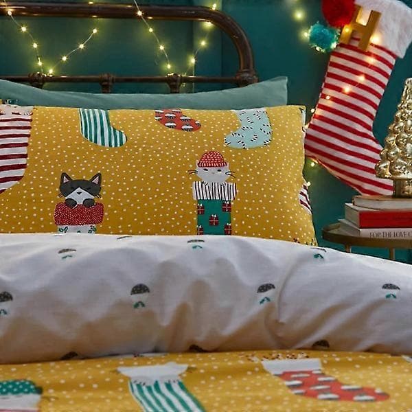 Furn Meowy Jul Påslakanset Barn Ockra Spjälsäng-lingling}