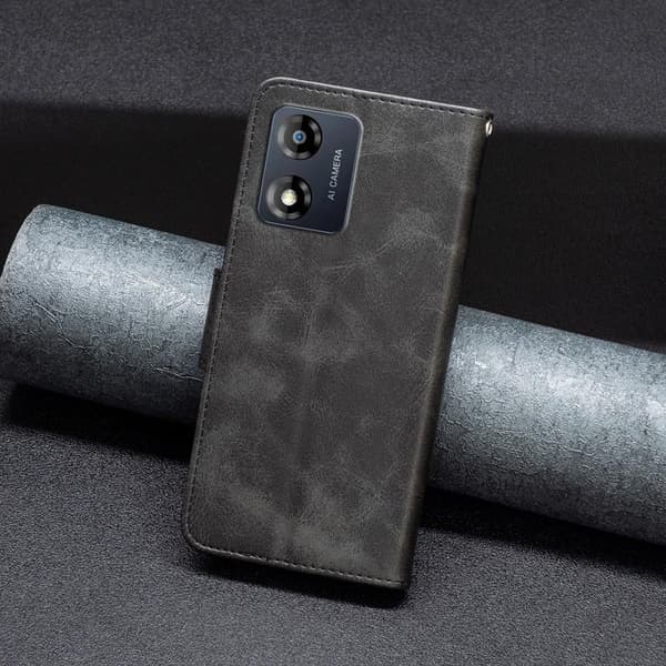Kompatibel med Motorola Moto E13 4G Wallet Case, PU Lædermateriale - Sort Svart black