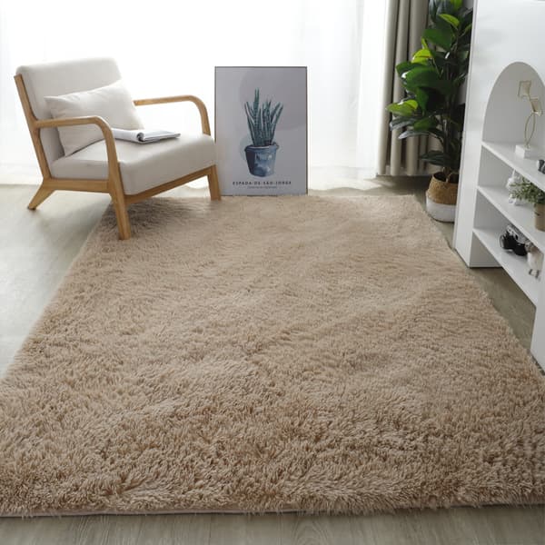 Silke teppe, fløyel, stue, soverom, seng teppe, gulvmatte, lys kamelfarge Light camel color 80*200cm