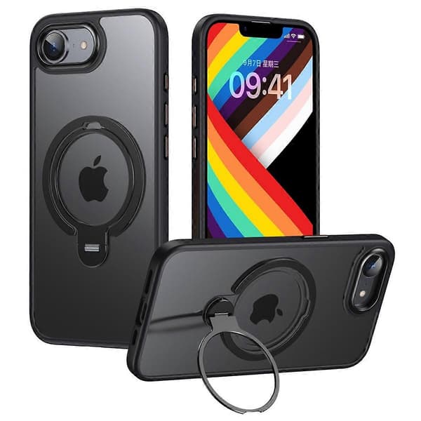 For iPhone 16e Deksel Kompatibelt med MagSafe Støtte Matte Bakside - Grå-lingling} Multicolor Black