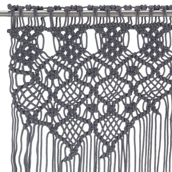 Gardiner med duskekant, kullgrå, 140x240 cm, bomull. Antracit silver